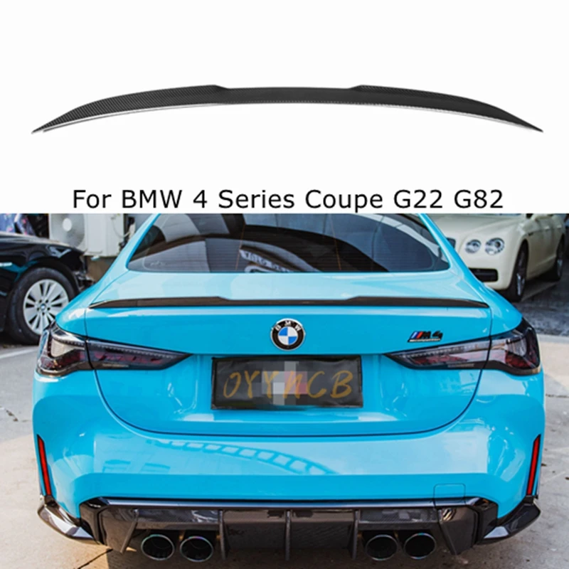 

For BMW 4 Series Coupe G22 G82 2020 - 2026 ABS Bright Black and Dry Carbon Fiber M Style Rear Trunk Spoiler Duckbill