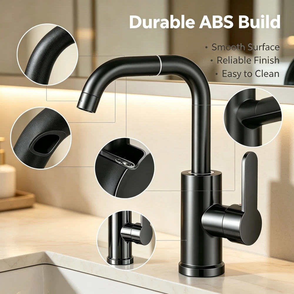 Modern Hot & Cold Mixing Bathroom Faucet, 360° Free Rotation Dual-Use Tap, Suitable for Countertop Washbasin & Kitchen Sink