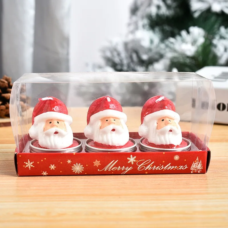 3Pcs/Set Christmas Candles Santa Snowman Xmas Tree Paraffin Gift Box Party Christmas Decoration Candles Home Decor Proposal Prop