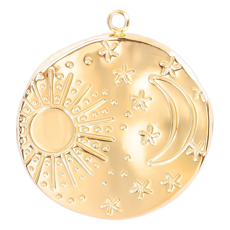 5pcs/Lot Different Syle Moon Charms For Jewelry Making Supplies 18k Real Gold Plated Stainless Steel Charm In Bulk Women Pendant