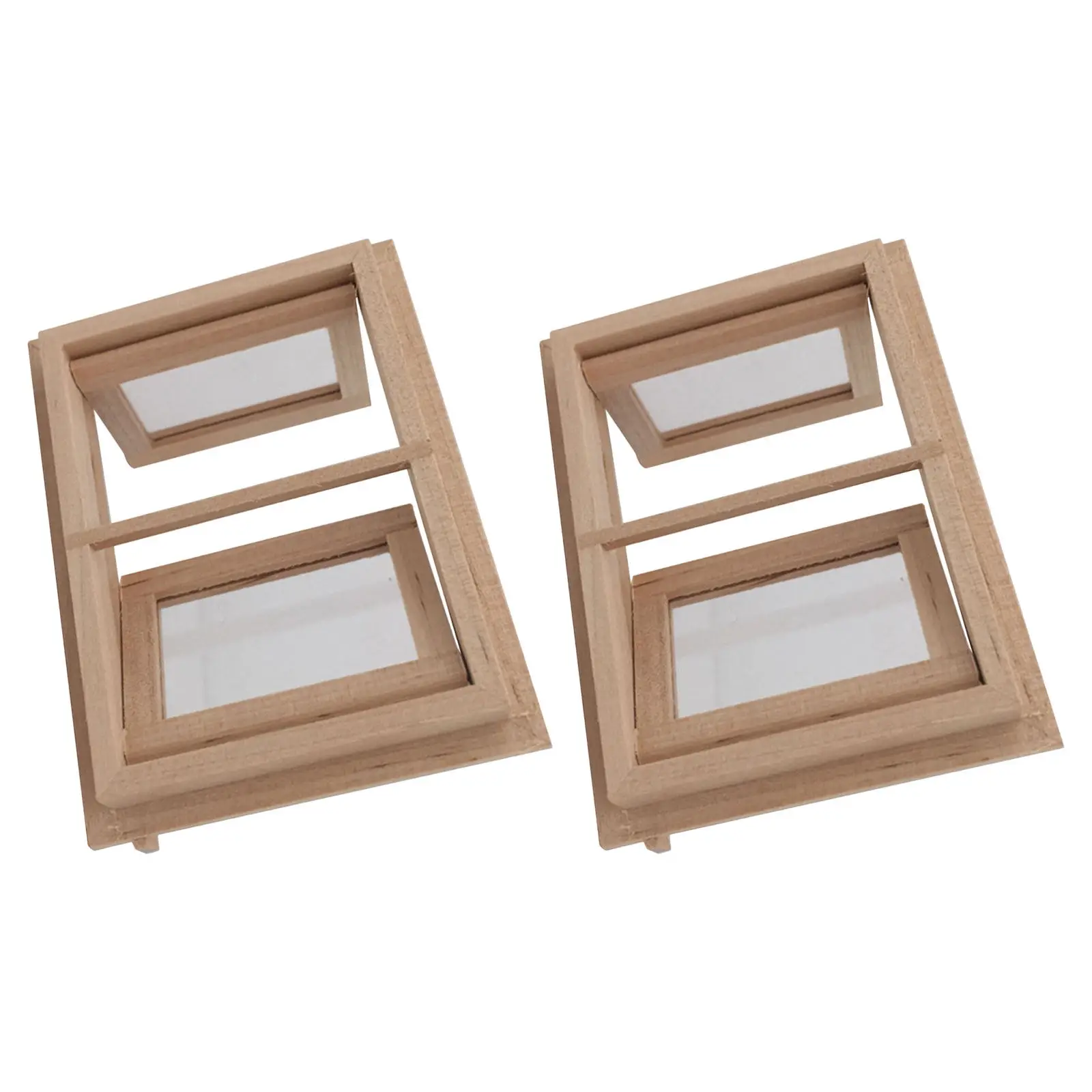 

Набор из 2 миниатюрных оконных аксессуаров для кукольного домика: реалистичные деревянные рамы, декор для мини-дома своими руками, мебель для спальни и кухни