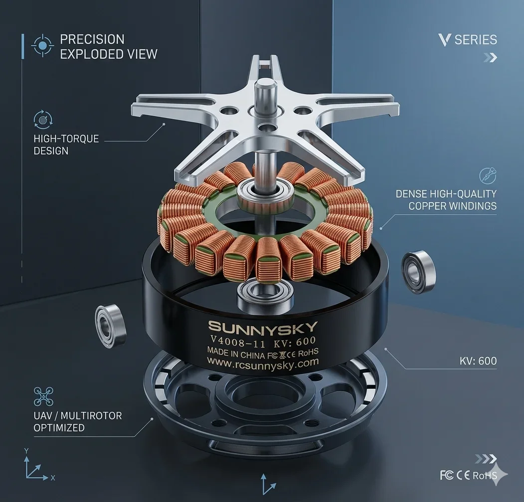 High Efficiency Brushless Motor SunnySky V4008 330KV 400KV 600KV for RC FPV Drone Quadcopter  Long Flight Time Propulsi