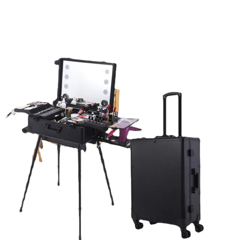 

Special aluminum alloy cosmetic case for makeup artists, large-capacity portable and packed by professional makeup artists