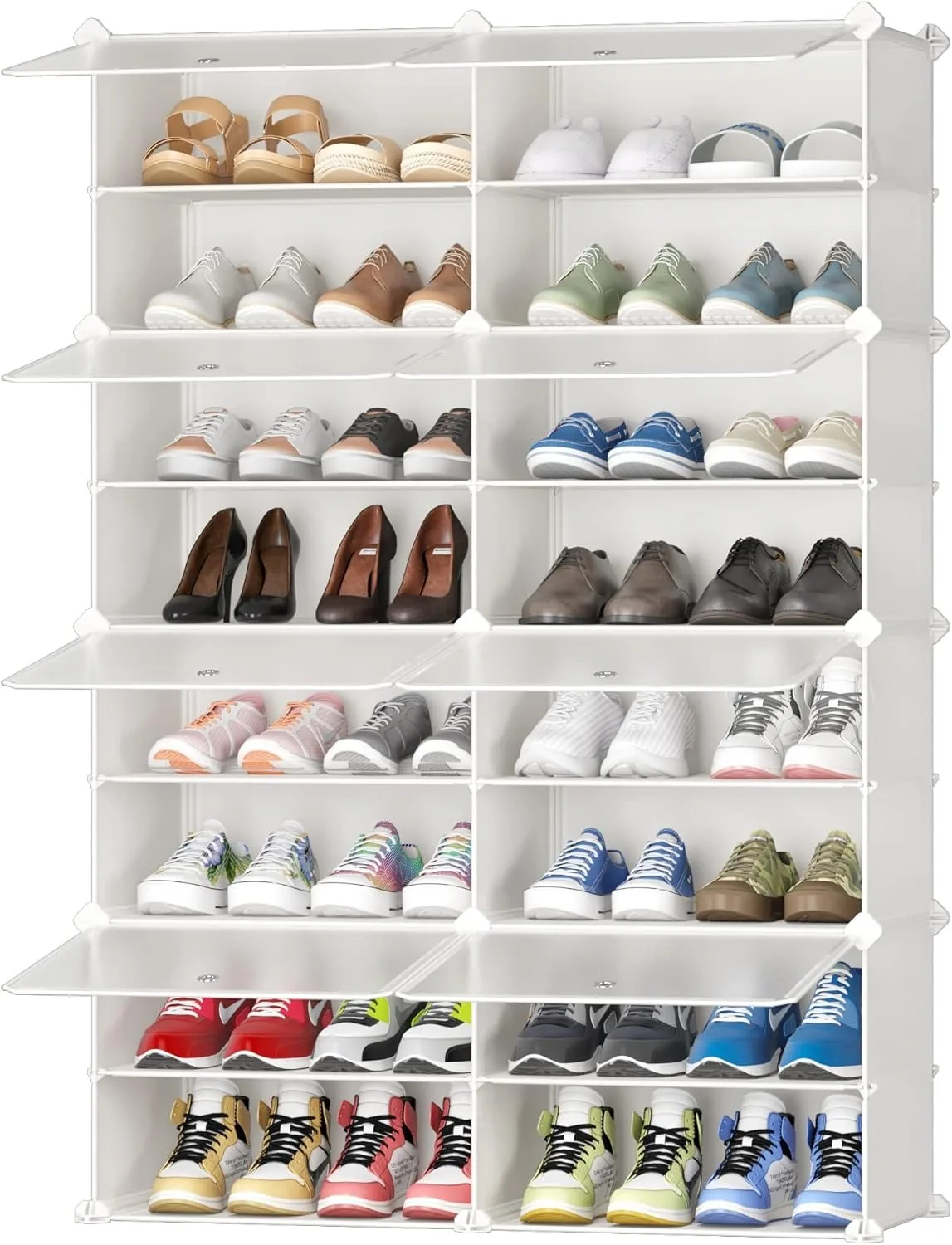 Gran Zapatero Armario apilable, Zapatero Entrada Recibidor, DIY Estanteria Zapatos Multifuncional, Material Ecológico Armario, 2x8
