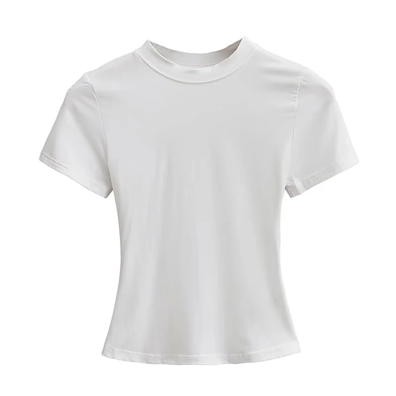 2025 New High Quality Casual T shirt Sexy Slim Short Sleeves Fashion Trend Solid Women Clothing y2k Tops, image 12