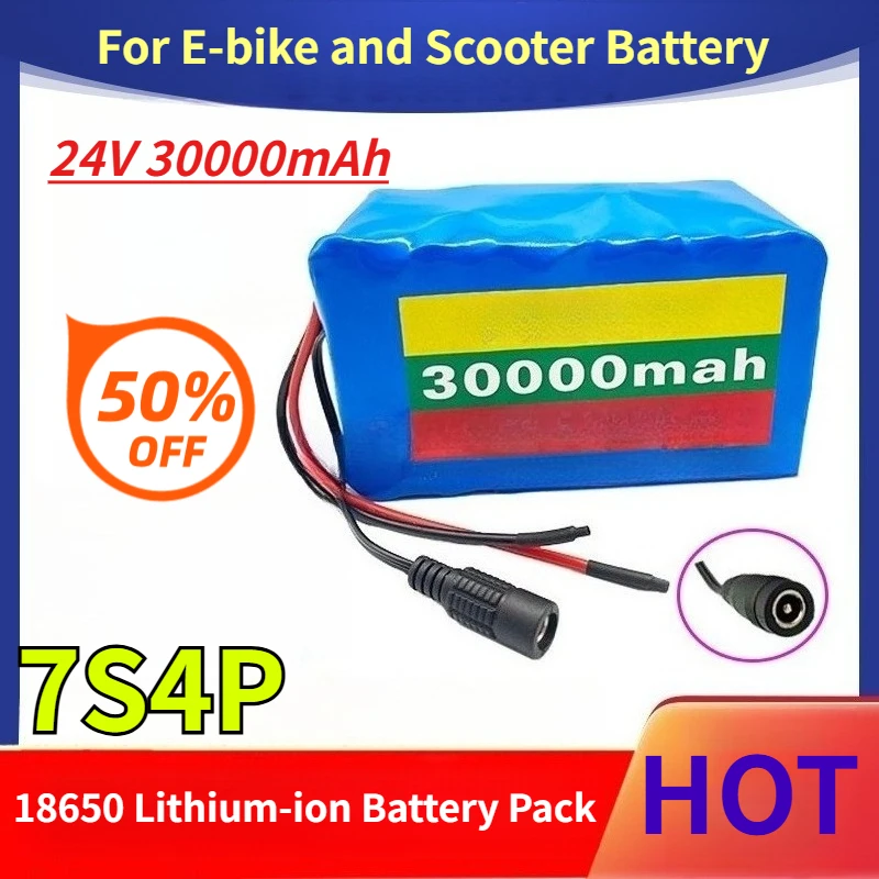 

7S4P 24V 30000mAh 18650 Lithium-ion Battery Pack for E-bike and Scooter Battery