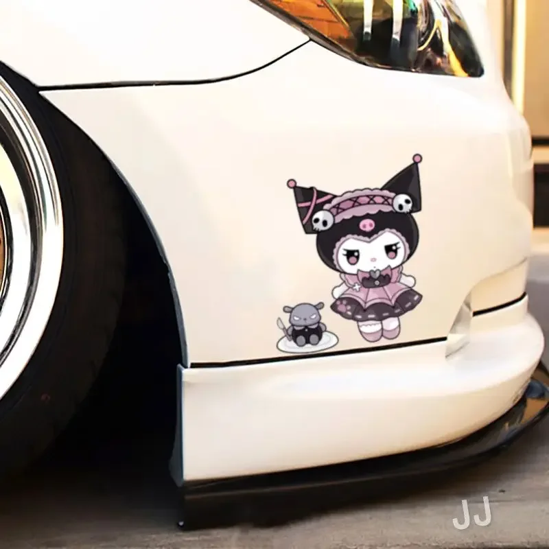 MINISO Sanrio Melody Kuromi Car Cartoon Stickers Scratch Cover Body Glass Decoration Bumper Electric Car Decoration Stickers