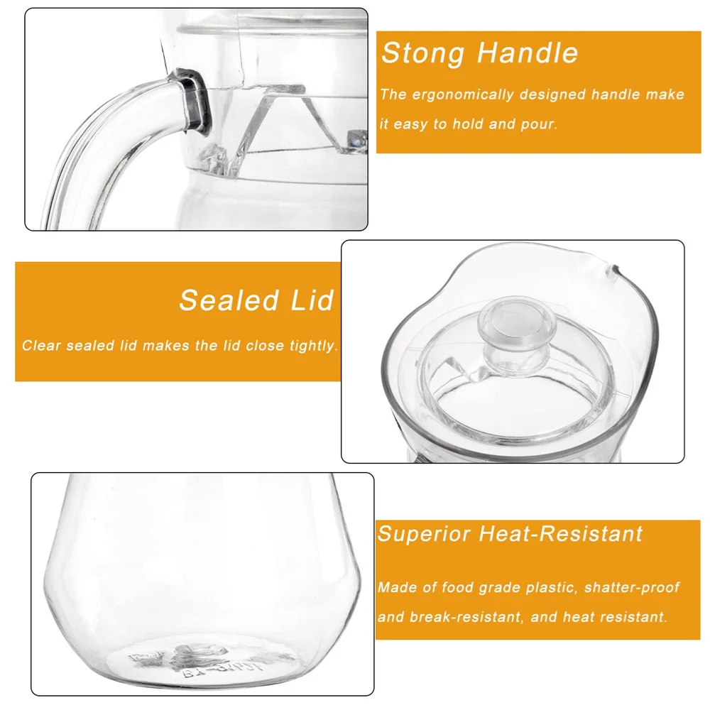 1 قطعة إبريق زجاجي مع غطاء، زجاج بوروسيليليك مرتفع، إبريق ماء ساخن/بارد وعصير وإبريق مشروبات الشاي المثلج #4