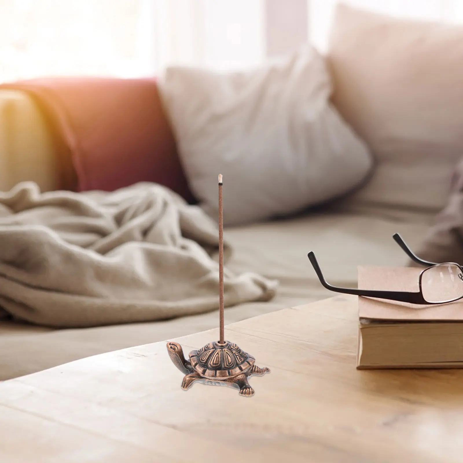 

2 Pcs Mini Incense Sticks Burner Tabletop Censer Decor Household Holder Alloy Desktop Animals Statue Aromatherapy nament Home
