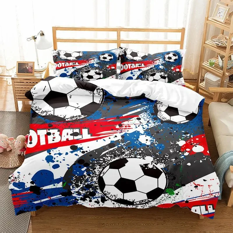 Imagem -03 - Sports Tema Bedding Conjunto para Crianças Microfibra Duvet Cover Quilt Cover Futebol Consolador Hip Hop Graffiti Meninas e Adolescentes