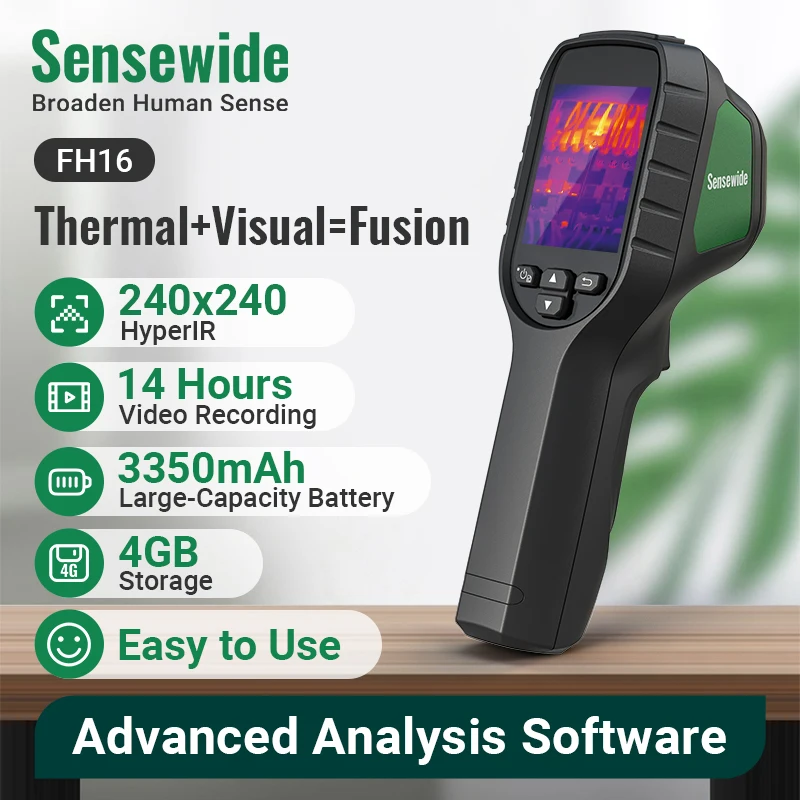 Sensewide FH16 Wärmebildkamera 240*240 HyperIR mit Visueller Kamera 3350mAh 4GB Handgehaltener Wärmebildscanner für Hausinspektion