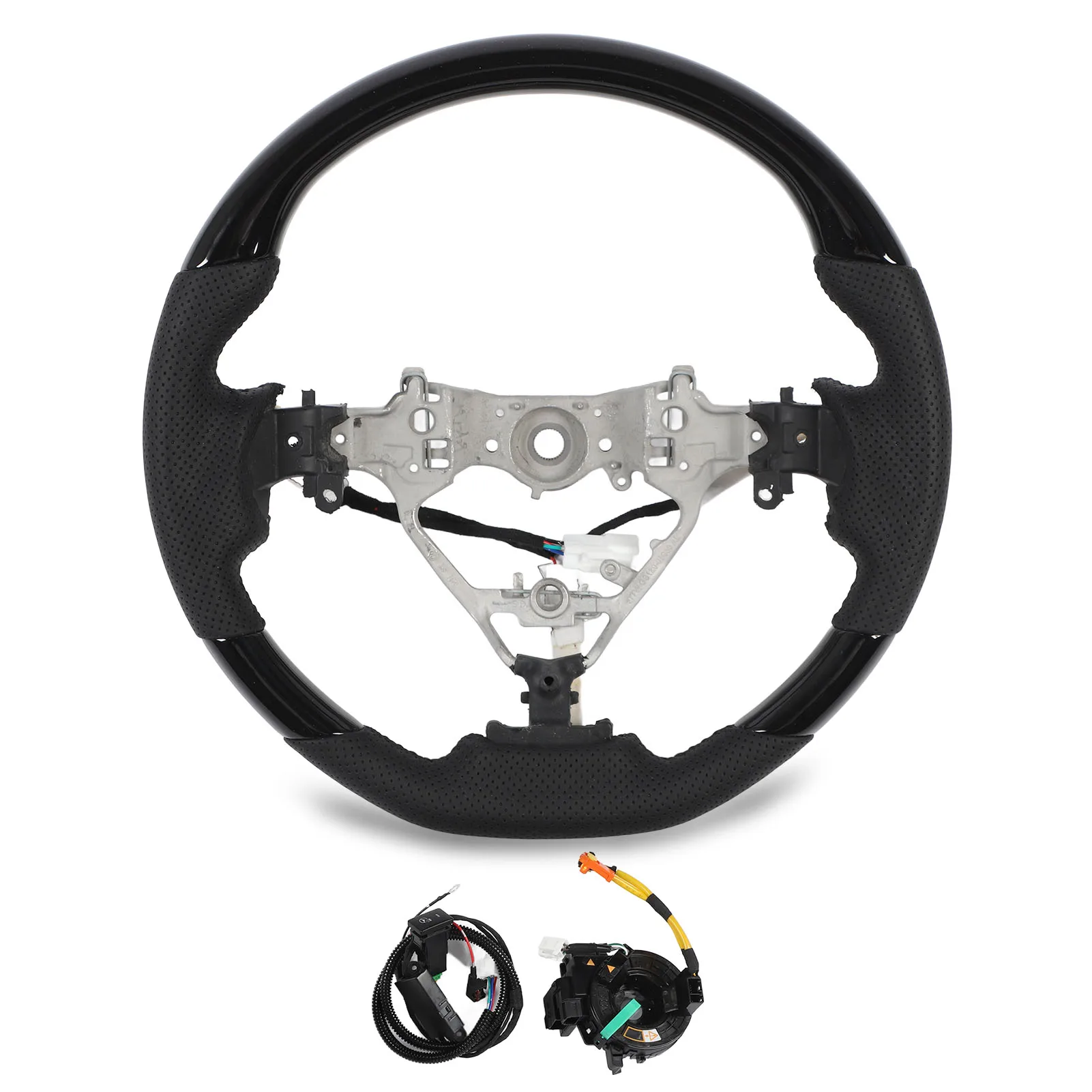 

Hydro Dip Gloss Black Heated Steering Wheel Nappa Perforated Leather for Toyota Highlander XU50 Harrier XU60 2014-2019