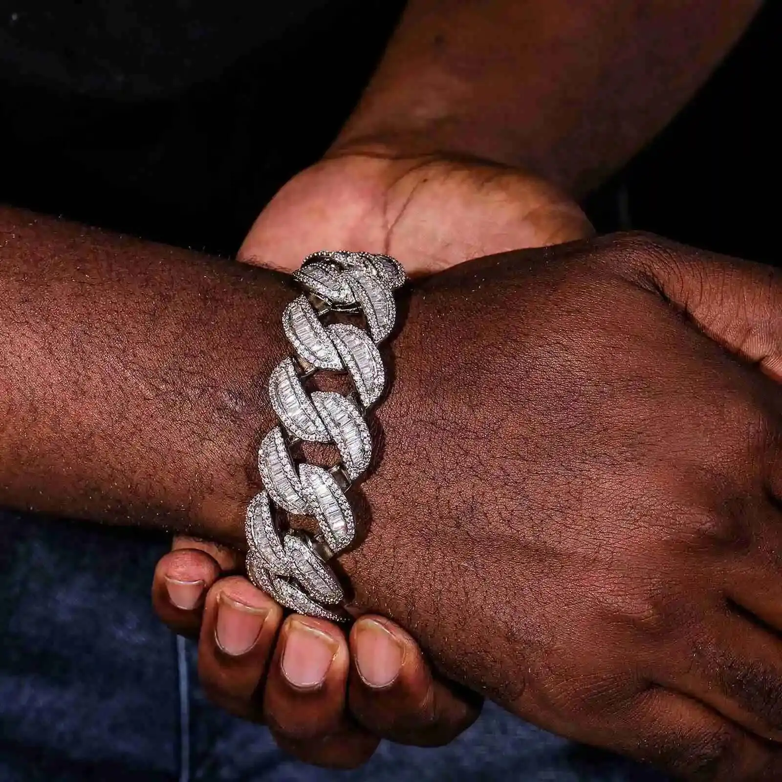 

Hot Sale Vvs Moissanite 925 Sterling Silver Iced Out Diamond Cuban Chain Bracelet Fine Jewelry Bracelets Bangle with GRA