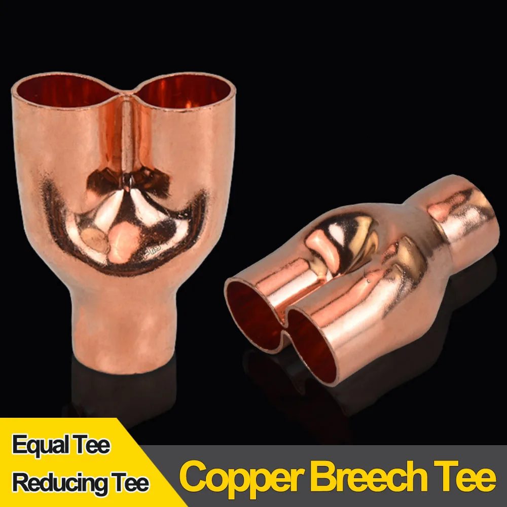 ID 6.35-42mm Thickened Welded Copper Wye Tee Equal Reducing Refrigeration Air Conditioning Pipe Fitting Pants Tee