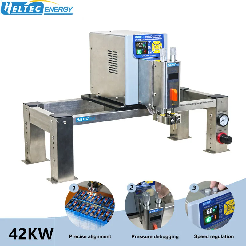 HeltecBMS  Penematic press down 42KW 7000A Lithium Battery Spot Welding Machine High Power Spot Welder with Air Compressor