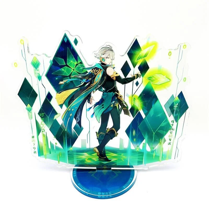 Genshin Impact Xiao Standing Card Toys Zhongli Klee Mona Yae Miko Traveler Anime Figure Acrylic Model Plate Desk Decor Fans Gift