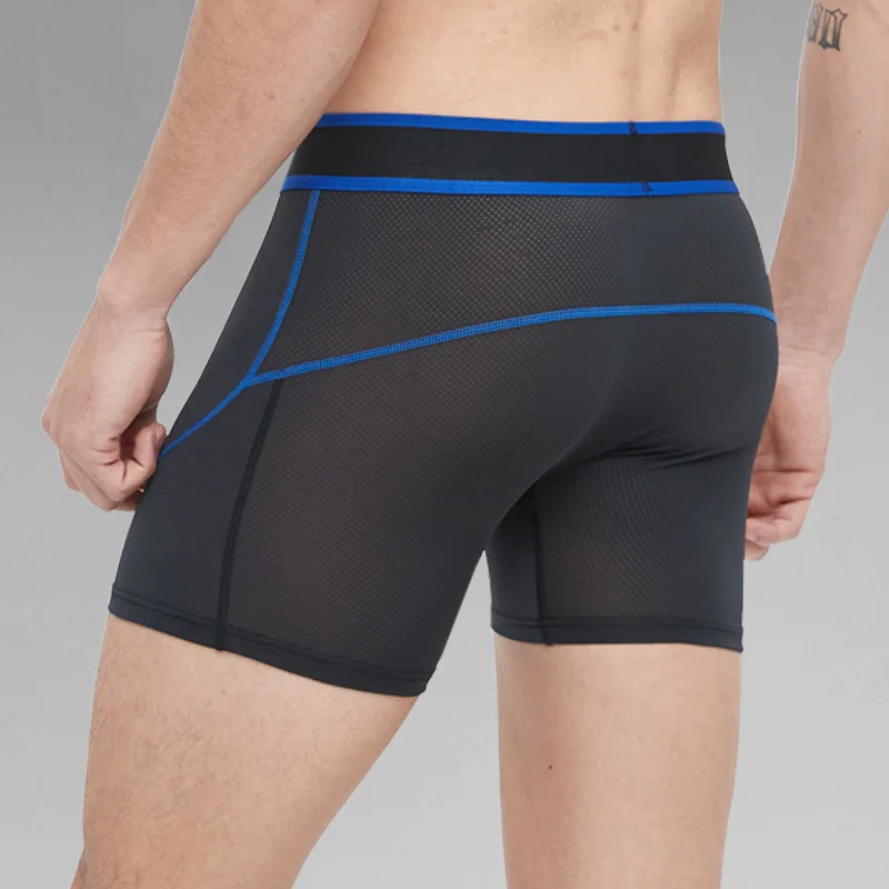 3pc Split sports underwear men's summer thin ice silk long men's running lengthened anti-wear leg boxers