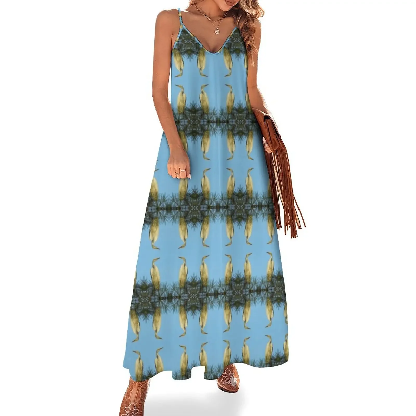 

White Egret Sleeveless Dress long dress women sensual sexy dress for women