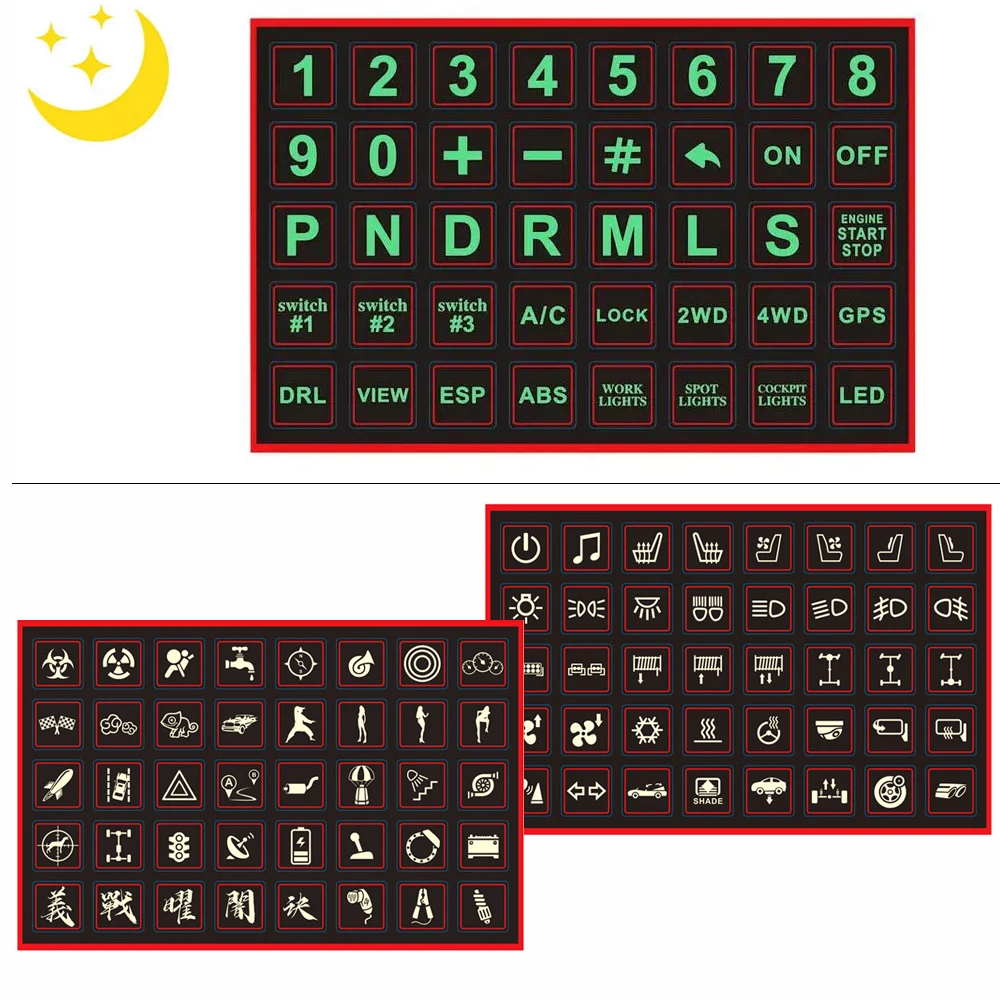 Luminous Car Stickers Instrument Button Sticker Truck A/C Panel Switch Decoration Label Circuit Decal Interior Accessories