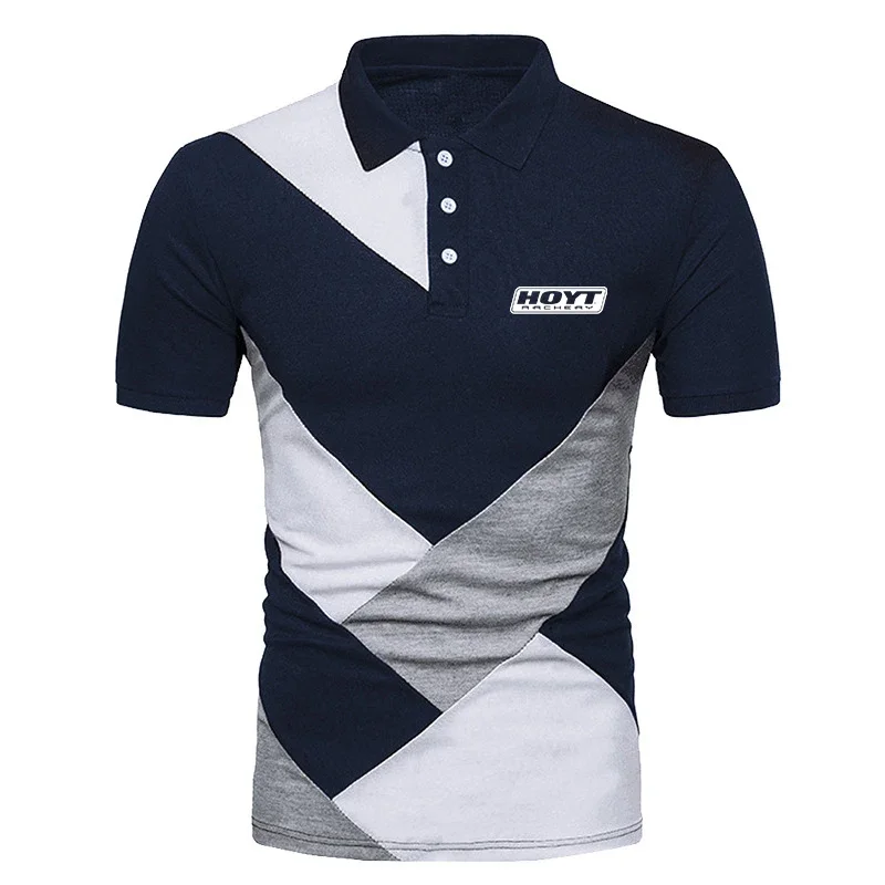 2023 Men New Hoyt Archery Spring And Summer Stitching Polo Shirt Fashionable High Quality Comfortable Casual T Shirt Man Tops