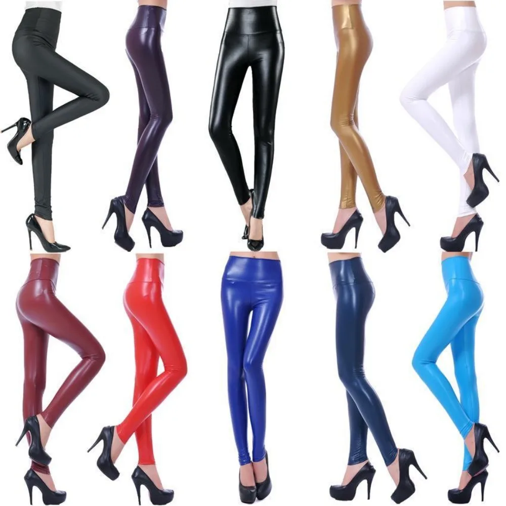 Pu Leather Pants for Women, Invisible Open-crotch Leggings, Outdoor Sex, High Waisted, Slim Fit, All Tight Leggings, Long Pants