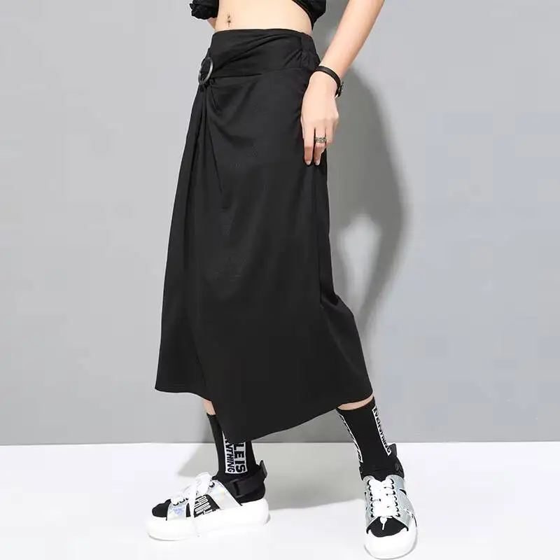 Ladies Wide Leg Trouser Skirt Summer New Style Personality Stitching Asymmetrical False Two Pieces Of Leisure Large Pants