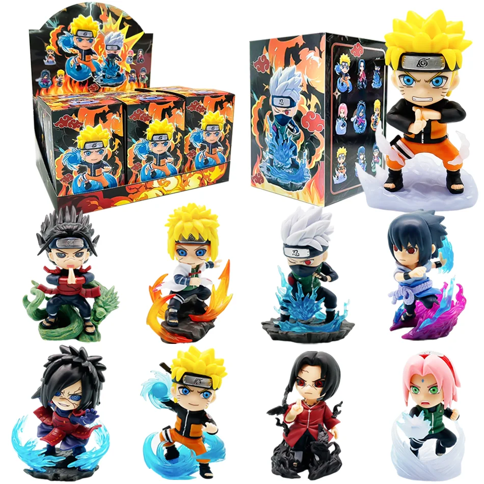 

Naruto blind box Action Figure Set Q Version PVC Anime Figurines Uzumaki Sasuke Itachi Kakashi Collection Model Desktop Gift
