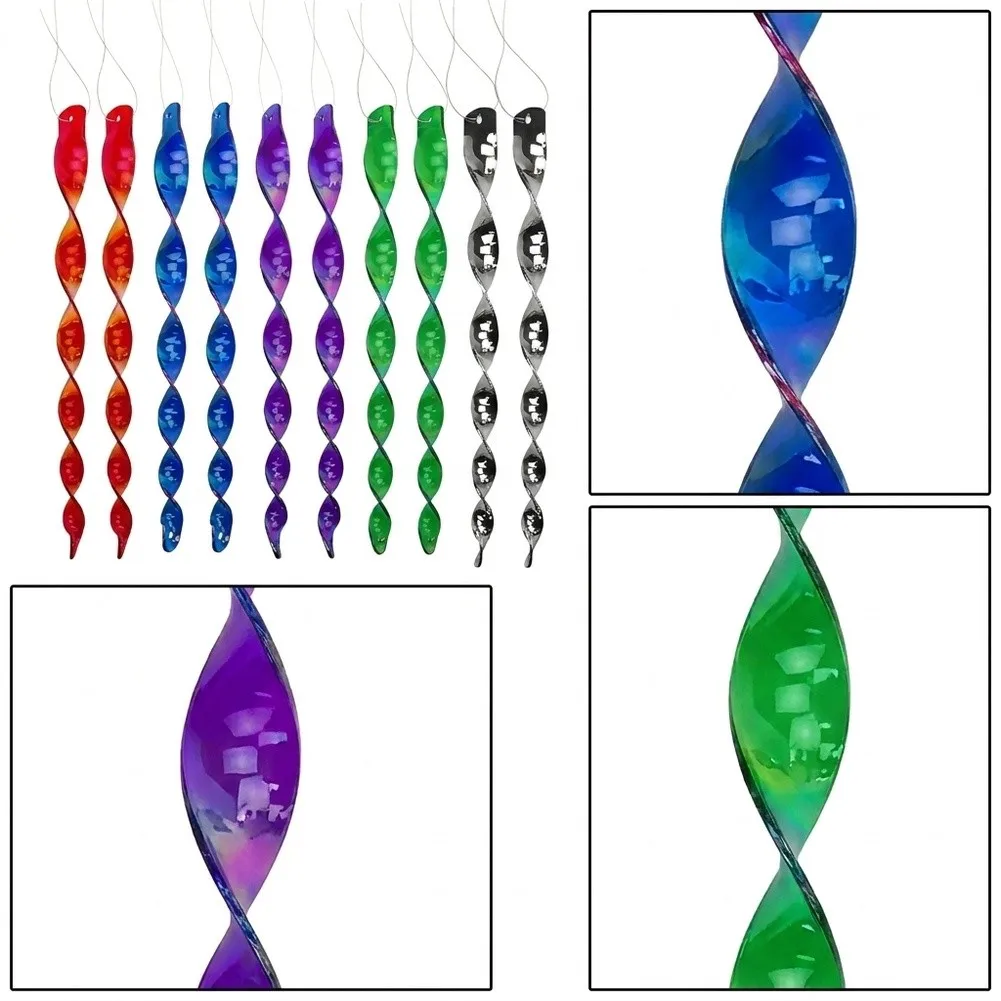 10PCS Bird Scare Rods Reflective Spiral Design for Outdoor Garden Crop Protection 30cm Colorful Plastic Deterrent