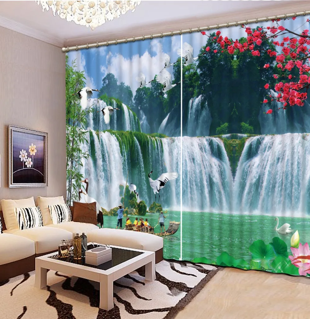 Waterfall Luxury Blackout 3D Window Curtain For Living Room office Bedroom Blackout curtain