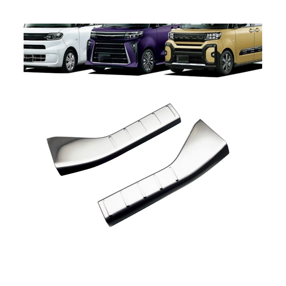 Silver Titanium Stainless Steel Car Rear Scuff Protector Car Stickers Styling for Daihatsu Tanto LA650 LA660S 2022-2023