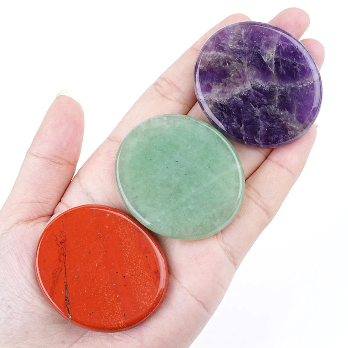 Natural Gemstone Slice 42x48mm Handmade Craved Real Crystal Stone Disc for Home Decor DIY Craft Coaster Ornament Pendant - view 4
