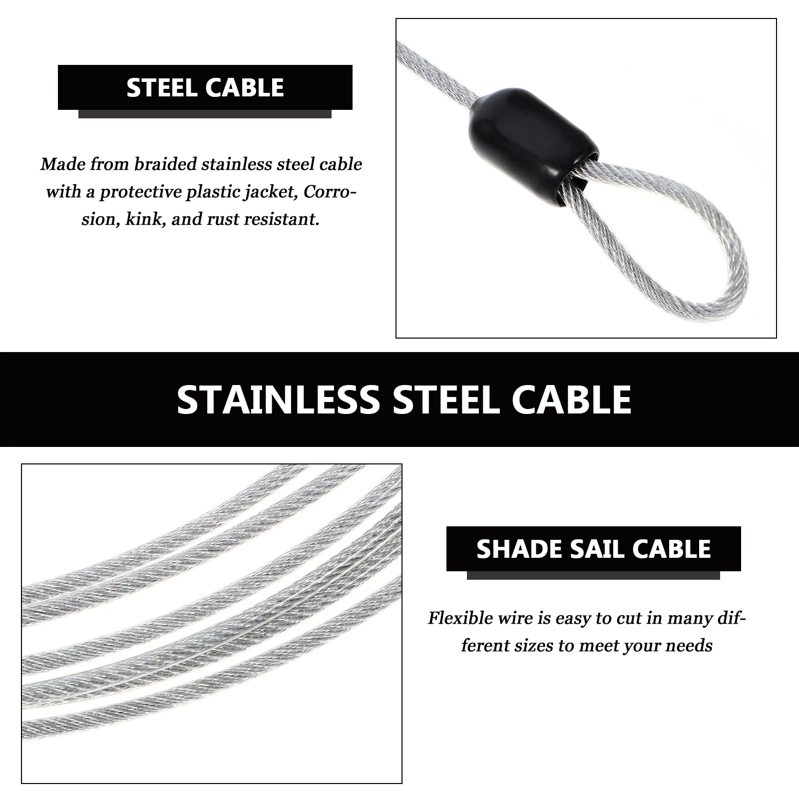 3pcs 2M 50M Long Braided Stainless Steel Wire Rope For Cable Railing Stair Aisle Projects Corrosion Resistant Hard Rope