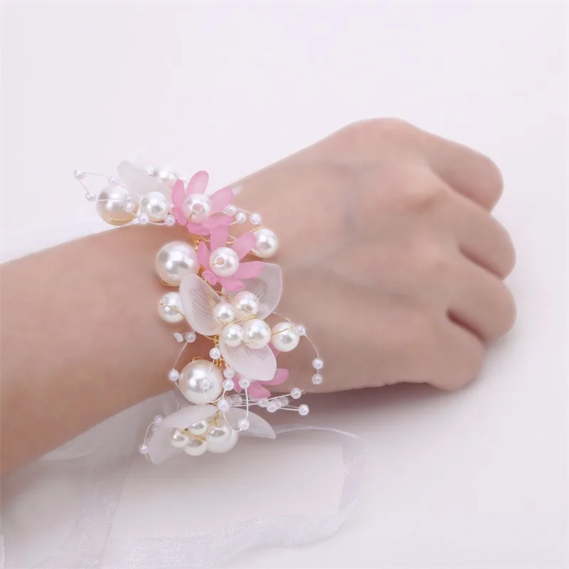 Spring Bohemian Girls Bridal Pearl Hair Headdress Flower Wreath Bride Garland Head Hoop Headbands Hair Jewelry Children Gifts