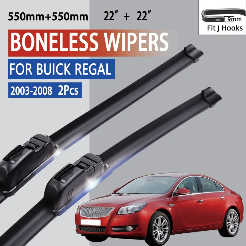 

For Buick Regal 2003-2008 Car Windshield Wiper U-type Soft Rubber Frameless Bracketless Car Wipers 22"+22"