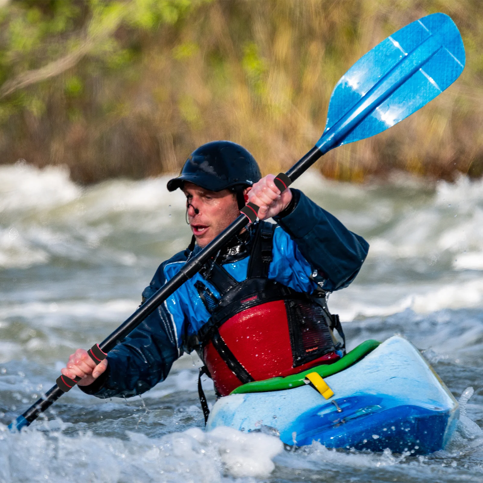 

2Pairs Colored Soft Handle Cover Sponge Kayak Paddle Grips Non-Slip Breathable Paddle Wraps for Kayaking Oar Rods Hand Protector