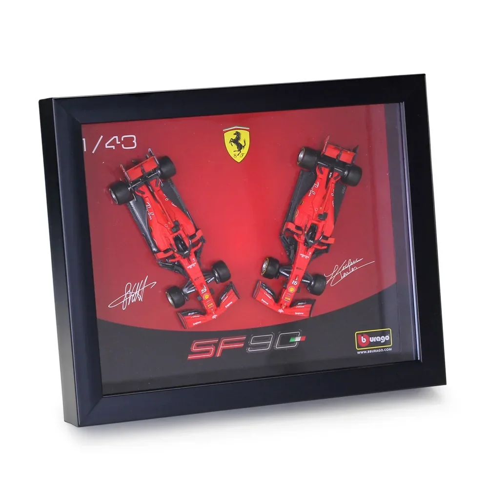 

Bburago 1:43 2019 Ferrari SF90 F1 With frame Signed edition Formula One Racing Alloy Simulation Car Model Collect gifts toy B458