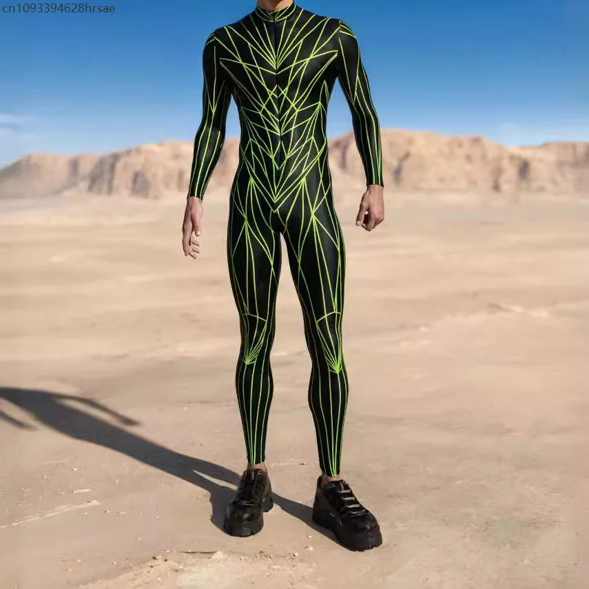 Мужские колготки для косплея на Хэллоуин для взрослых, комбинезон с 3D принтом, боди с длинными рукавами, карнавальная вечеринка, сценическое шоу, комбинезон Perfermence