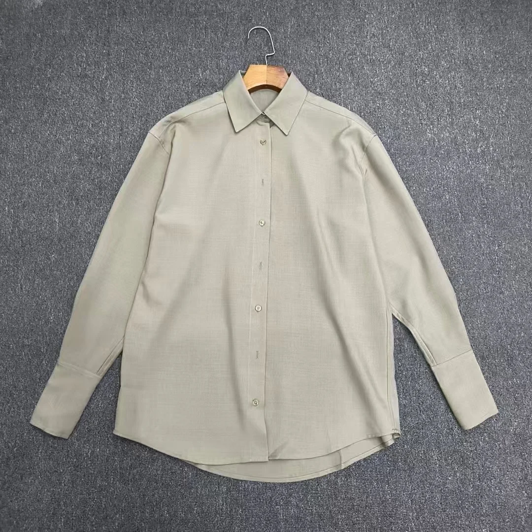 

Loose-Fitting Women'S Long-Sleeved Shirt, 2026 Early Spring New Style, Simple Commuter Collar Top