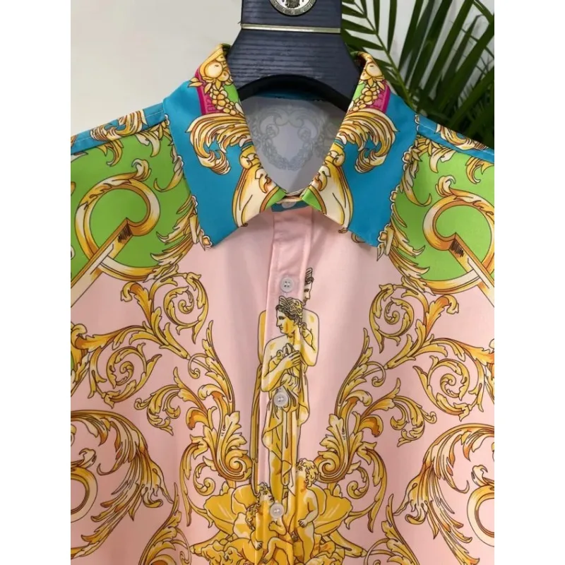 

Men Casual Slim Fit Full Mens Social Paisley Floral Print Shirt Manga Longa Prom Party Shirtsshirts for men Luxury Royal Shirt