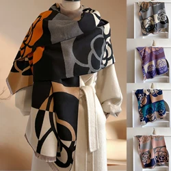 Cashmere Scarf For Women,Thick Warm Winter Blanket,Vintage Pattern Scarfs,Super Soft Pashmina Shawls Wraps For Winter Autumn
