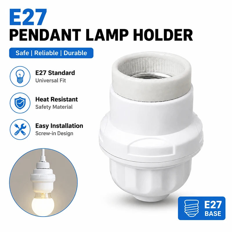 1PCS Universal E27 Pendant Light Socket Lamp Holder Screw Base Hanging Bulb Socket for LED Light Bulbs