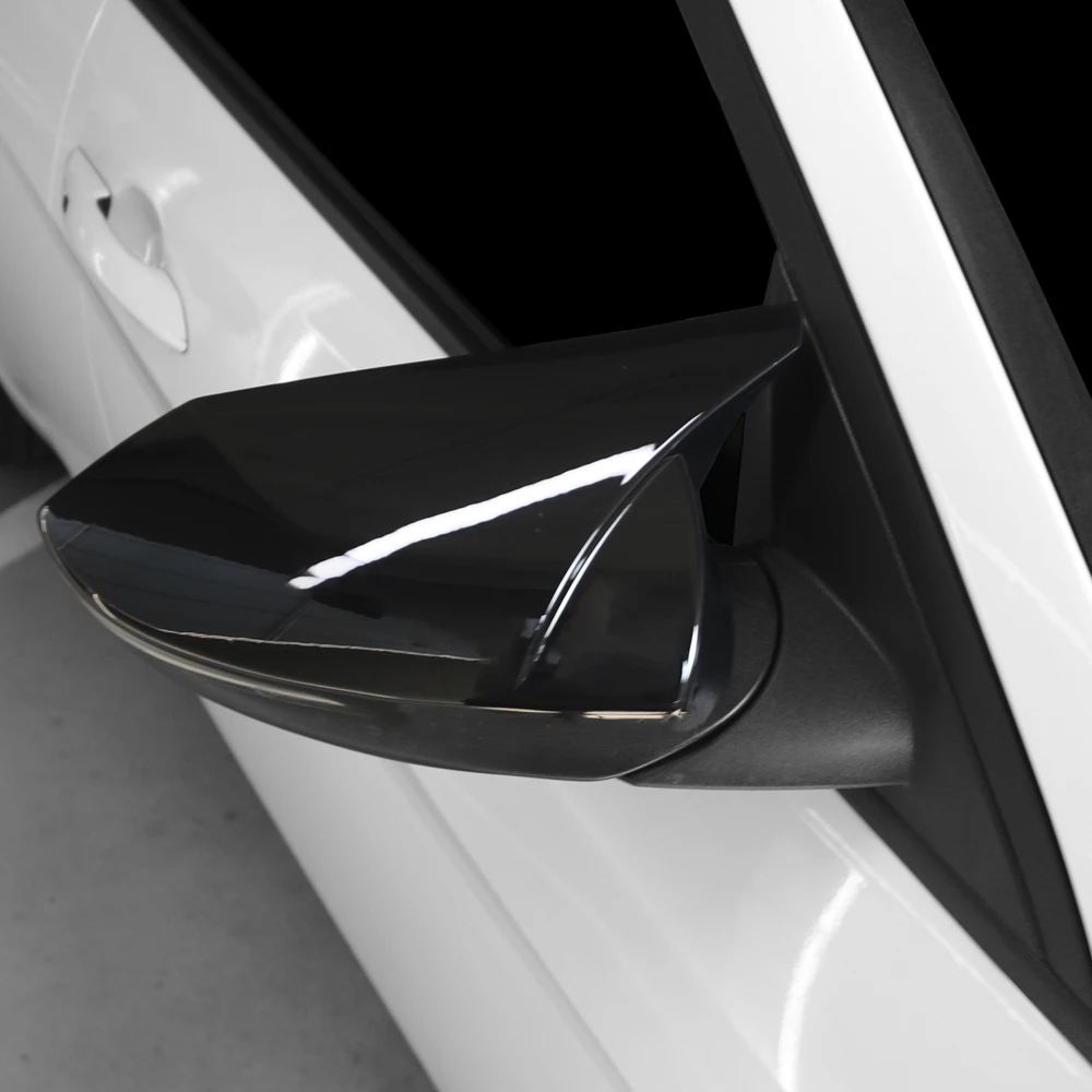 For Hyundai Elantra CN7 N Line 2021-2025 2Pcs ABS Car Bull Horn Rearview Mirror Cover Trim Side Door Rear View Mirror LHD/RHD