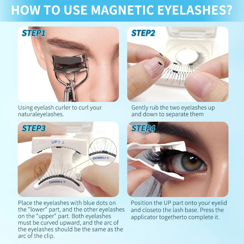 Neues Modell kommt gebogene verbesserte Magnete wieder verwendbare magnetische falsche Wimpern tragbare Make-up-Tool bequem praktisch hohe Qualität