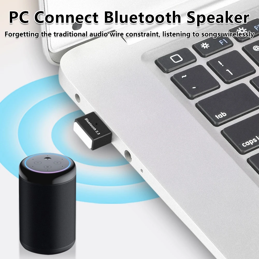 Adaptateur sans fil USB Bluetooth 5.3, récepteur BT, pilote gratuit pour PC, ordinateur portable, 7 appareils, se connectent à 20 mètres de