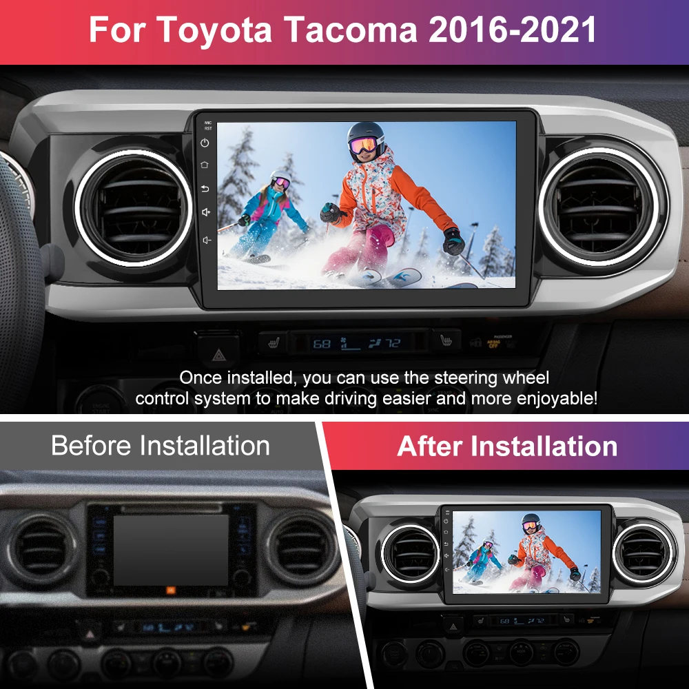 Junsun Android 15 Car Multimedia Player Touch Screen Head Unit Stereo Radio for Toyota Tacoma 2016 2017 2018 2019 2020 2021 Built In Wireless Carplay Android Auto GPS Navigation Bluetooth 5.0 4G LTE 5G WiFi AI Voice Control - view 2
