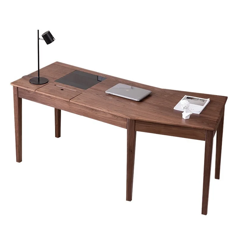 

Modern and simple, black walnut desk Nordic light luxury solid wood, desk corner office desk