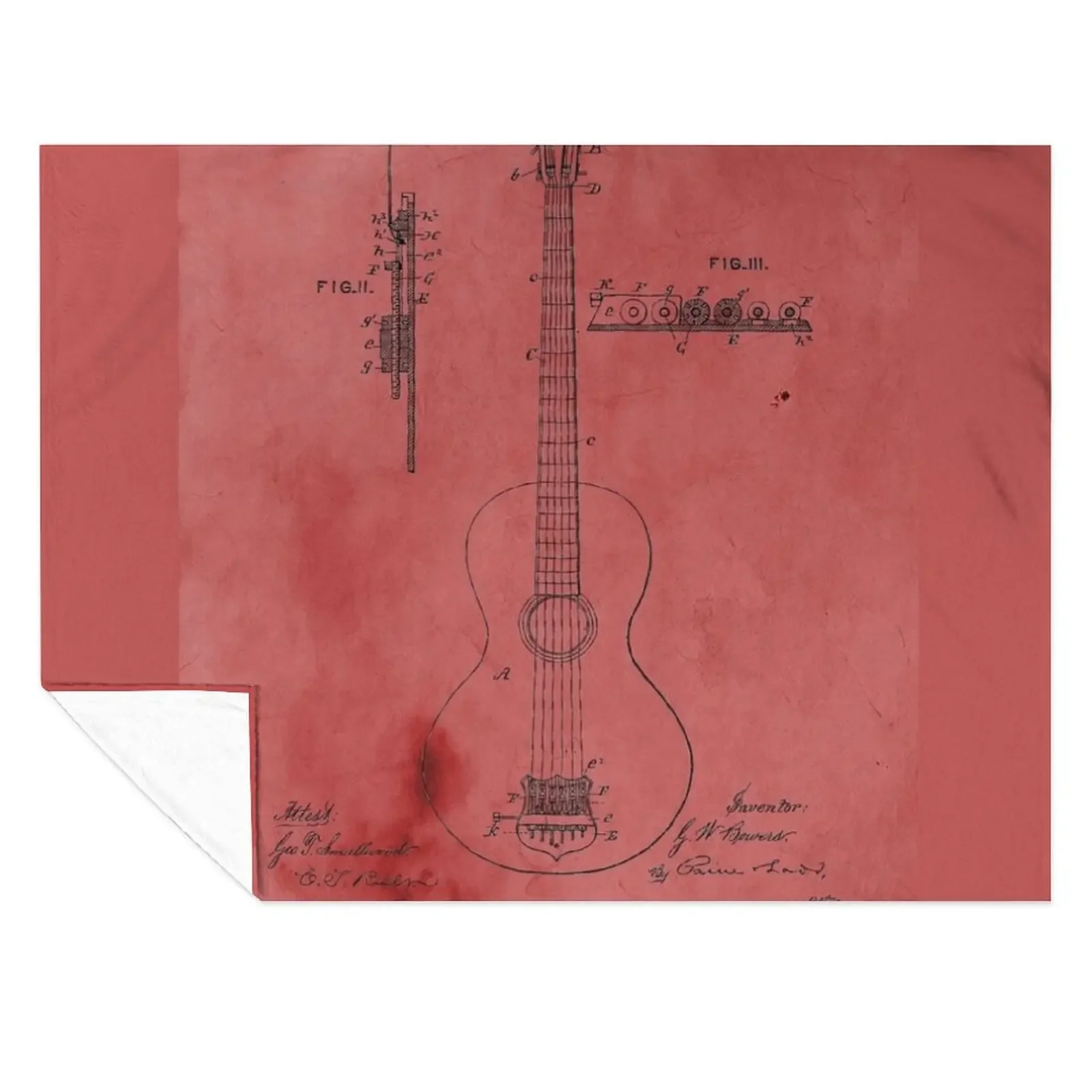 

Vintage Rose Guitar Patent Throw Blanket for sofa Beach Extra Large Throw Large Blankets