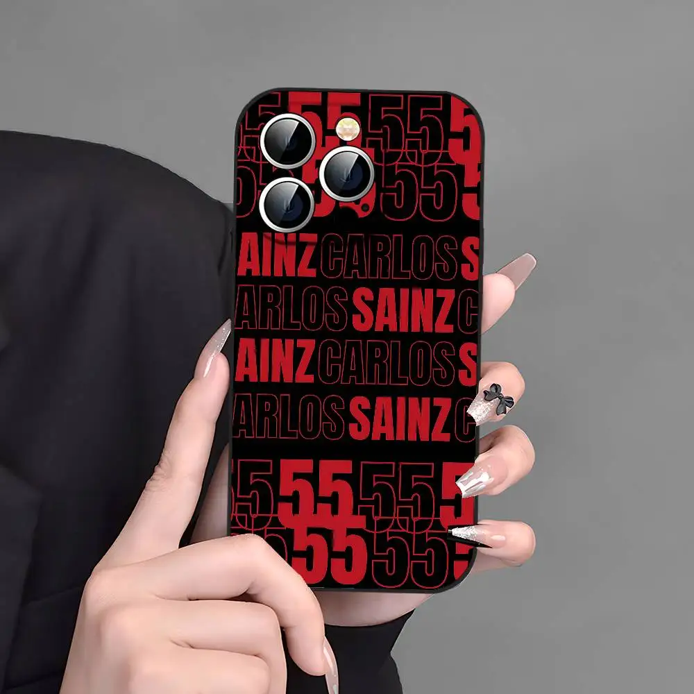 55 الفلفل الحار شعار C-Carlos S-Sainz جراب هاتف جراب هاتف آيفون 17 16 15 14 13 12 11 X XR XS Plus Pro Max غطاء أسود ناعم صغير #6