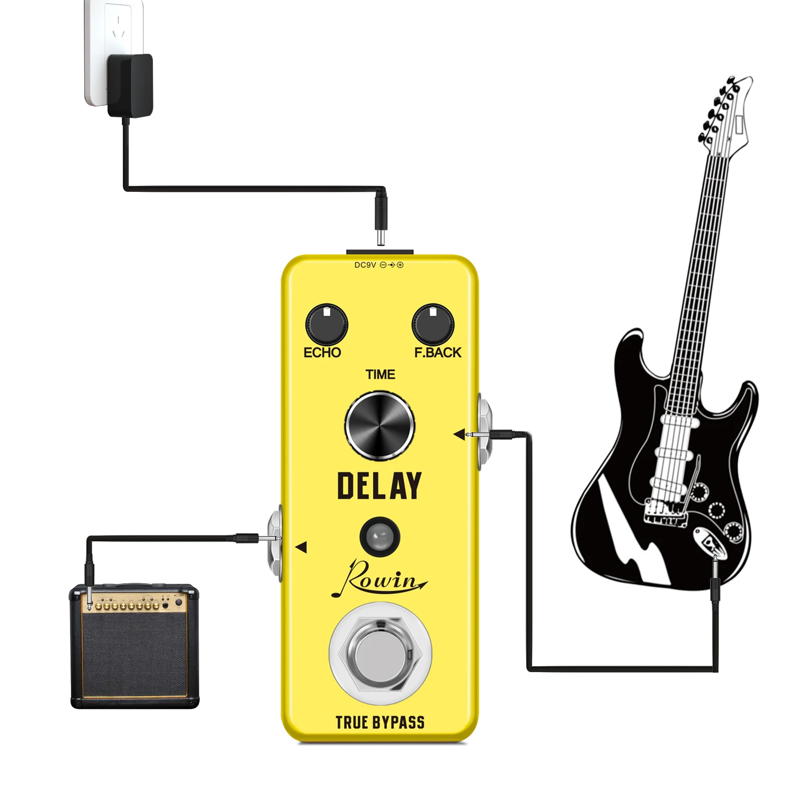 

Electric Guitar Pedals with Time Delay, Analog Effect Parts, Adjust Level 9V DC Power Supply, Versatile Sounding Music Play Love