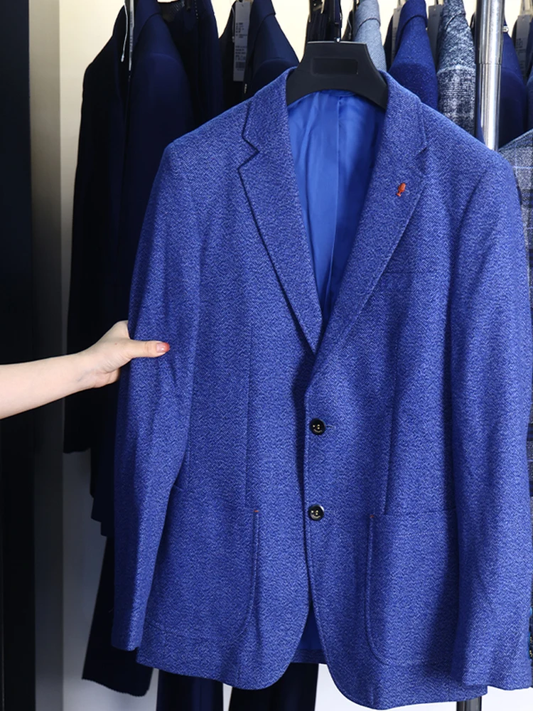 

Мужской шерстяной пиджак Homesi: повседневный, деловой, с круглым подолом, длинными рукавами, на одной пуговице, весенний